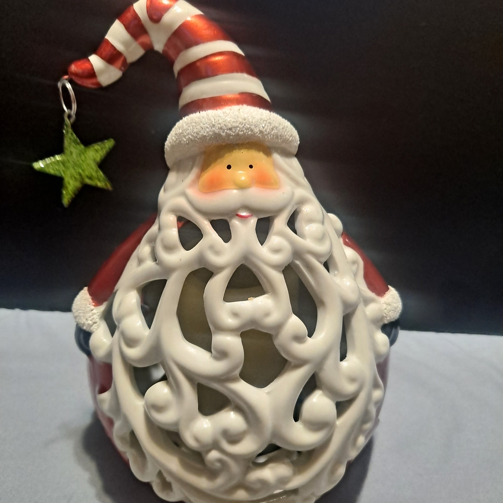 Home Reflections SANTA Luminary Lantern With Flameless Candle Color Change 8 ".